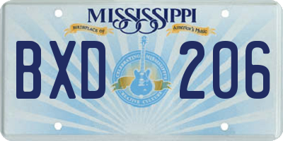 MS license plate BXD206