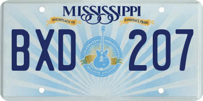 MS license plate BXD207