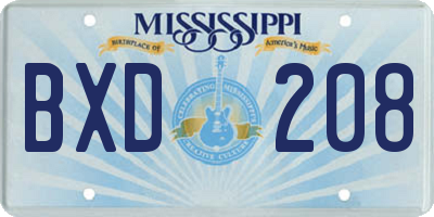 MS license plate BXD208