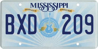 MS license plate BXD209