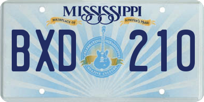 MS license plate BXD210