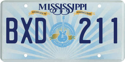 MS license plate BXD211