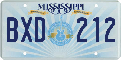 MS license plate BXD212