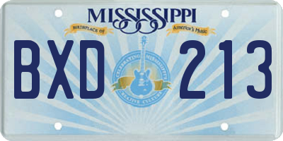 MS license plate BXD213