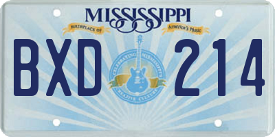 MS license plate BXD214