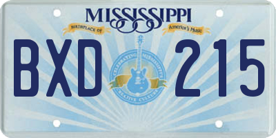 MS license plate BXD215