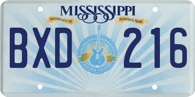 MS license plate BXD216