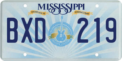 MS license plate BXD219