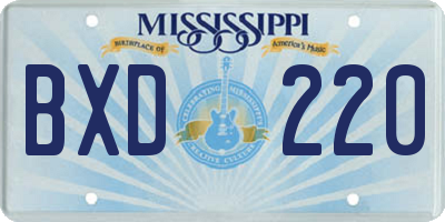 MS license plate BXD220