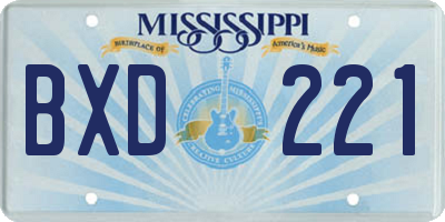 MS license plate BXD221