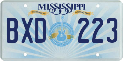 MS license plate BXD223