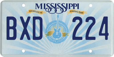 MS license plate BXD224