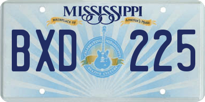 MS license plate BXD225