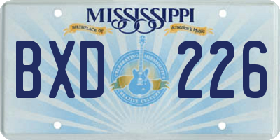 MS license plate BXD226