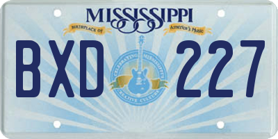 MS license plate BXD227