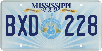 MS license plate BXD228