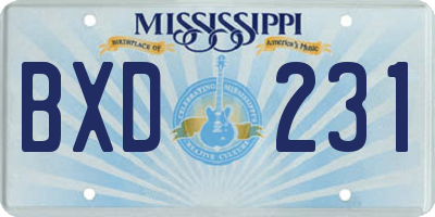 MS license plate BXD231