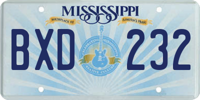 MS license plate BXD232