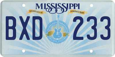 MS license plate BXD233