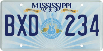 MS license plate BXD234