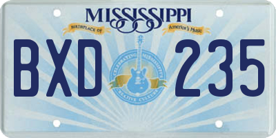 MS license plate BXD235