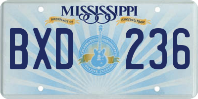 MS license plate BXD236