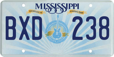 MS license plate BXD238
