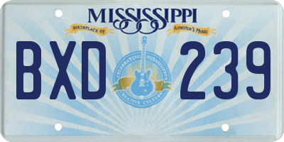 MS license plate BXD239