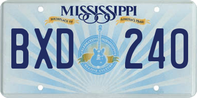 MS license plate BXD240