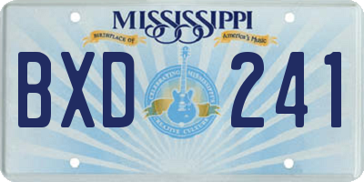 MS license plate BXD241