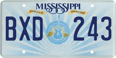 MS license plate BXD243
