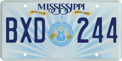 MS license plate BXD244