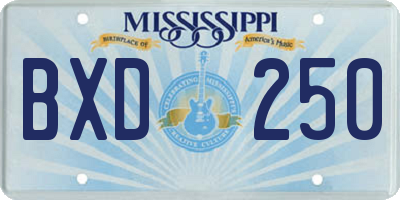 MS license plate BXD250
