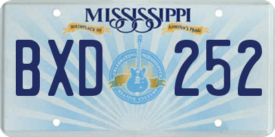 MS license plate BXD252