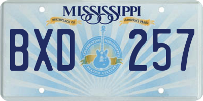 MS license plate BXD257