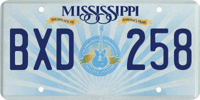 MS license plate BXD258