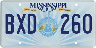 MS license plate BXD260