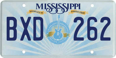 MS license plate BXD262