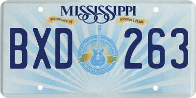 MS license plate BXD263
