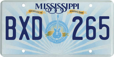 MS license plate BXD265
