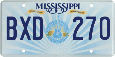 MS license plate BXD270