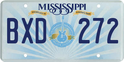 MS license plate BXD272