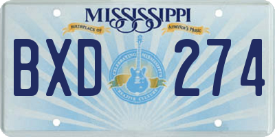 MS license plate BXD274