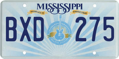 MS license plate BXD275