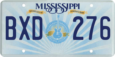 MS license plate BXD276