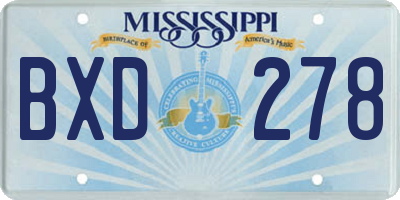 MS license plate BXD278