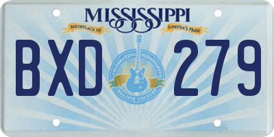 MS license plate BXD279