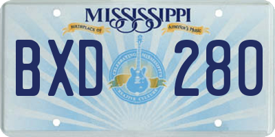 MS license plate BXD280