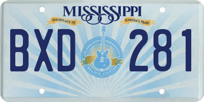 MS license plate BXD281
