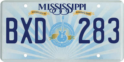 MS license plate BXD283